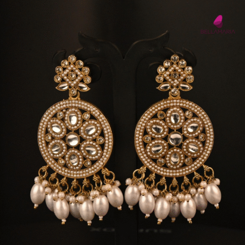 FLORAL WITH PEARL HANGING EARRING-ER0010
