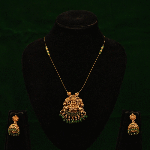 LAKSHMI PENDENT INVISIBLE MALA WITH BEADS-NE0136