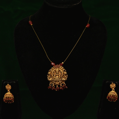 LAKSHMI RUBY PENDENT INVISIBLE CHAIN-NE0129