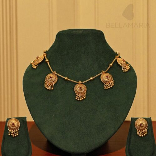 ROUND PENDENTS WITH GHUNGROO MALA-NE0150