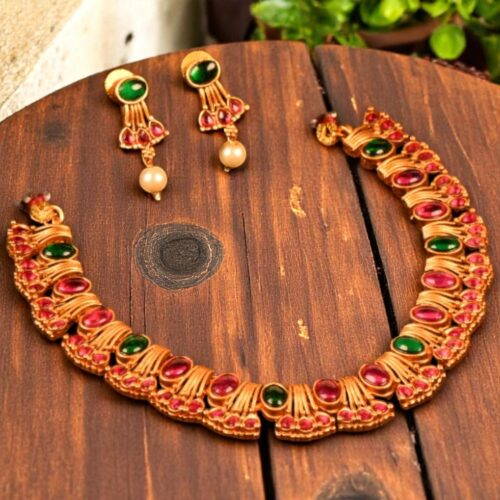 SIMPLE NECKLACE WITH OVAL KEMP STONE-NE0001