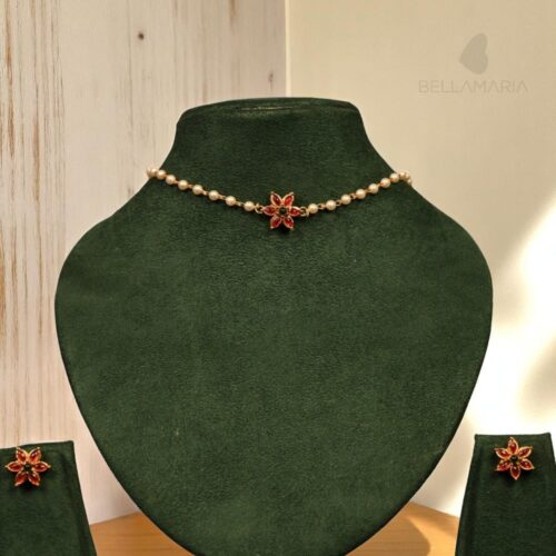FLORAL PENDANT PERAL CHOKER-NE0094