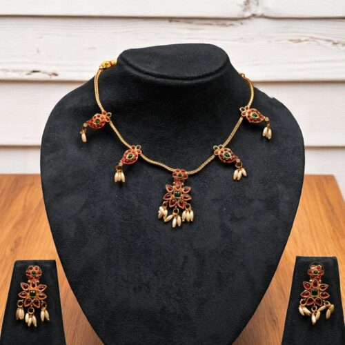 FLORAL WITH RICE PEARL MALA-NE0057