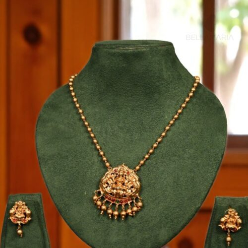 SARASWATHI PENDENT GOLDEN BEAD CHAIN-NE0045