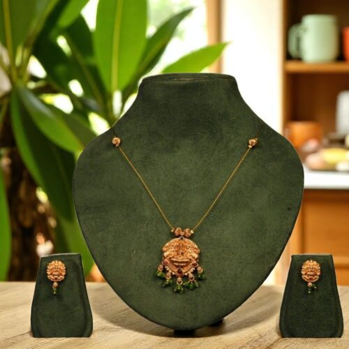 SARASWATHI GOLDEN BEAD PENDANT INVISIBLE CHAIN-NE0073-