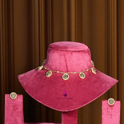 GREEN AND RUBY RAIN DROP NECKLACE-NE0033