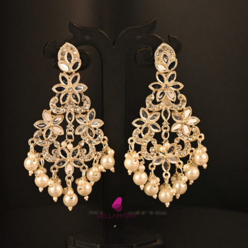 FLORAL WITH PEARL HANGING EARING-ER010