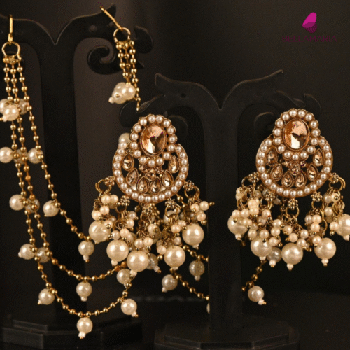 EARING WITH BACK CHAIN IN PERAL EARING-ER0046