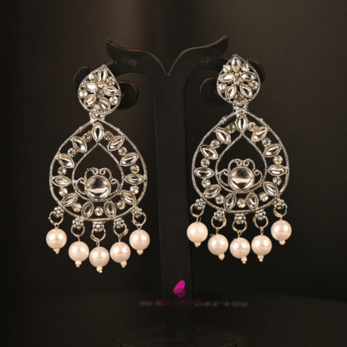 SLIVER AND WHITE PERAL EARING-ER0036