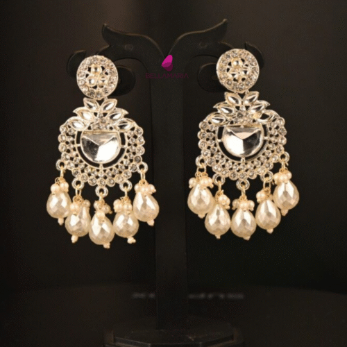 KUNDAN EARING WITH CUTWORK PERAL EARING-ER0013